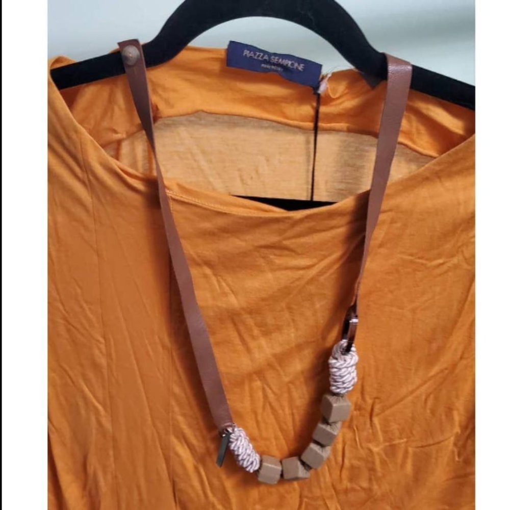 Piazza Sempione Orange Casual Dress with Necklace - Picture 7 of 14
